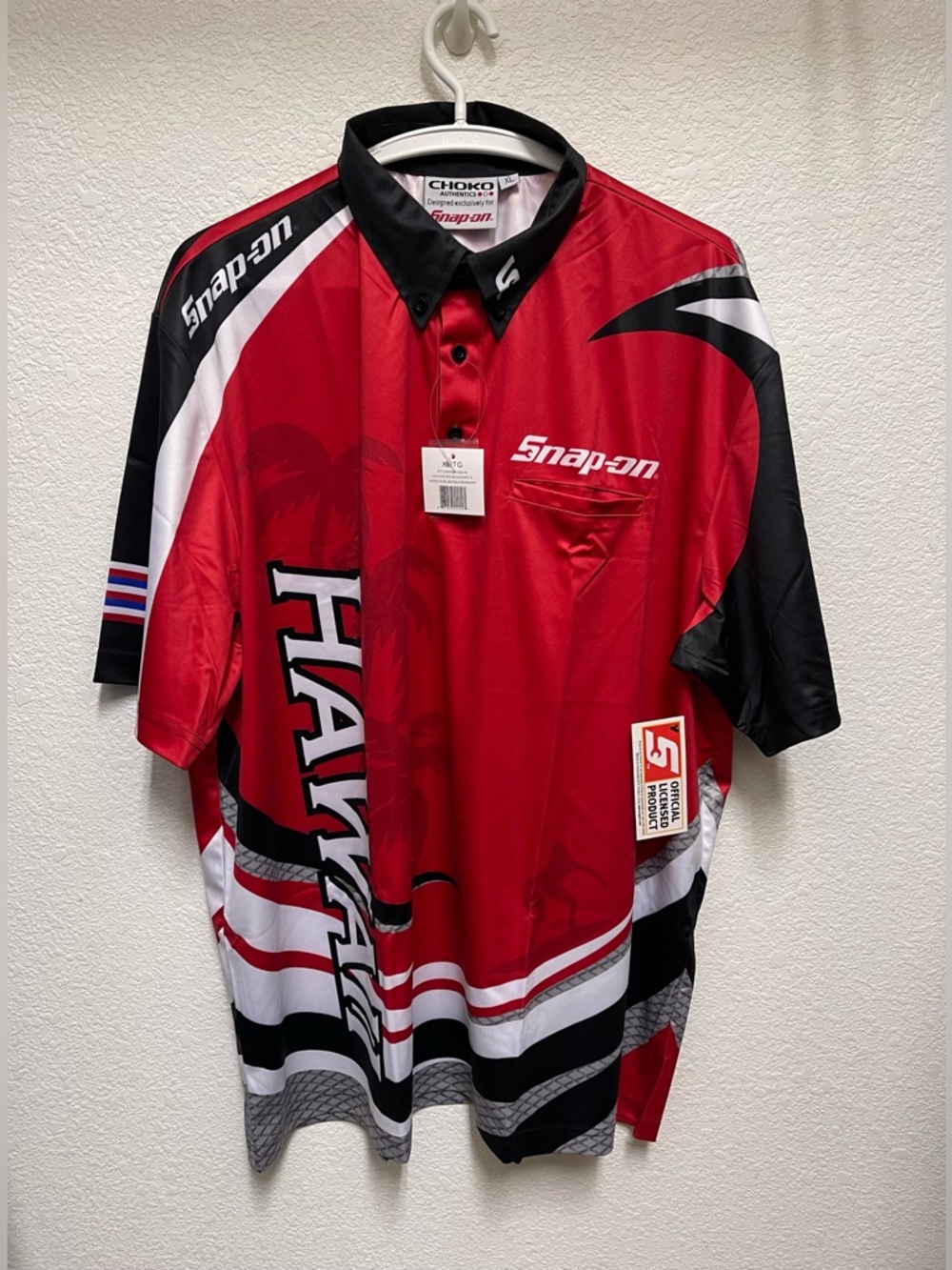 SNAP ON Men’s Red Black Hawaii Edition Sublimated Racing Polo Shirt NWT Size XL